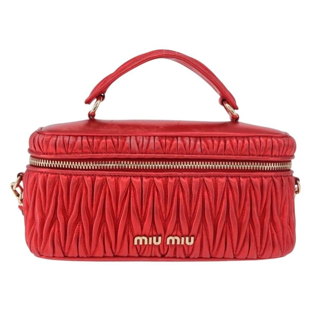Miu Miu Matelasse Vanity Shoulder Bag Red